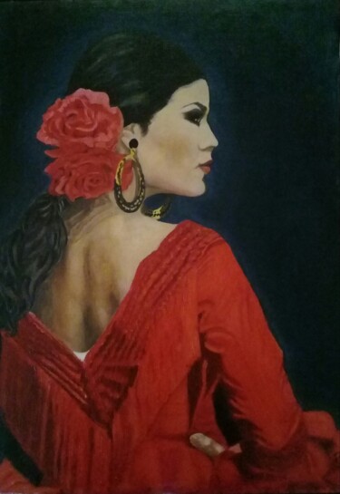 "Bailarina flamenca." başlıklı Tablo Bonifacio Contreras tarafından, Orijinal sanat, Petrol
