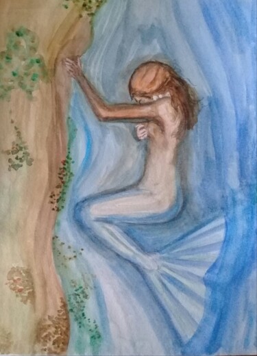 Pintura intitulada "Sirena varada" por Bonifacio Contreras, Obras de arte originais, Aquarela