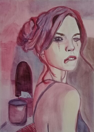 Malarstwo zatytułowany „En morados y violet…” autorstwa Bonifacio Contreras, Oryginalna praca, Akwarela