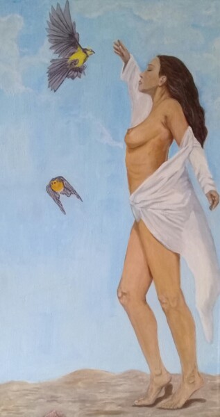 Pintura titulada "Atrapando la libert…" por Bonifacio Contreras, Obra de arte original, Oleo