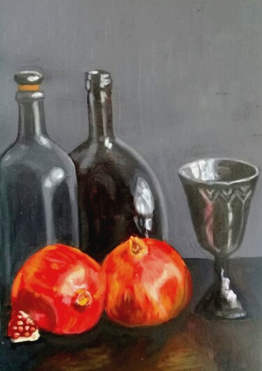 Painting titled "Granada, vino y ace…" by Bonifacio Contreras, Original Artwork, Oil