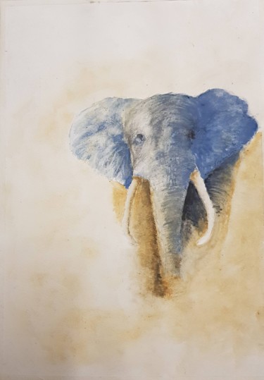 Peinture intitulée "Éléphant" par Claude Bonnin, Œuvre d'art originale, Aquarelle