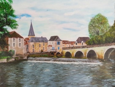 Ζωγραφική με τίτλο "Cubjac (Dordogne)" από Claude Bonnin, Αυθεντικά έργα τέχνης, Ακρυλικό