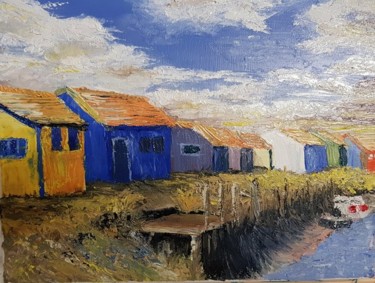 Painting titled "Port Ostréicole" by Claude Bonnin, Original Artwork, Oil