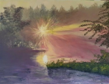 Peinture intitulée "Explosion de Soleil" par Claude Bonnin, Œuvre d'art originale, Huile