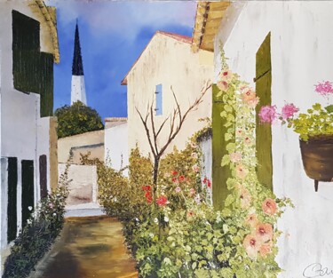 Pintura titulada "Petite rue de Ars e…" por Claude Bonnin, Obra de arte original, Oleo Montado en Bastidor de camilla de mad…