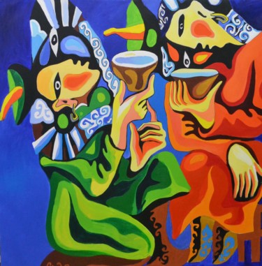 Peinture intitulée "Gossip" par Bono, Œuvre d'art originale, Huile