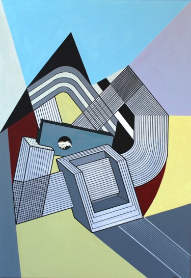 Painting titled "Intersections" by Bonsanthy, Original Artwork, Acrylic Mounted on Wood Stretcher frame