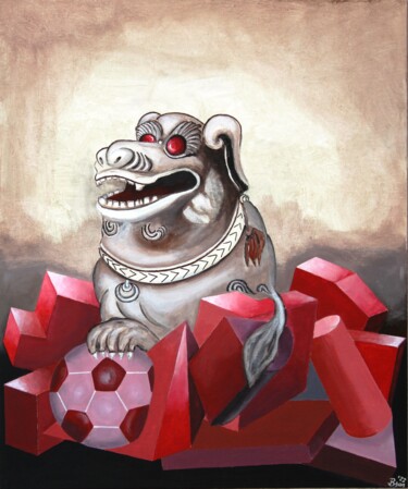 Pintura titulada "Dragon of Football" por Bonsanthy, Obra de arte original, Acrílico Montado en Cartulina