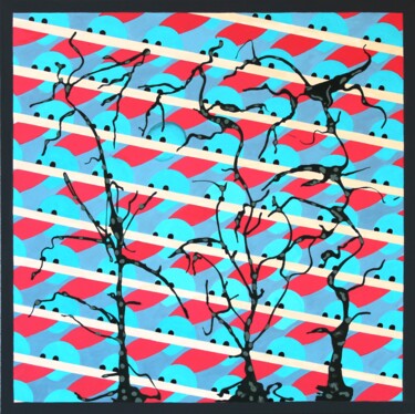 Картина под названием "The Crows from Rabe…" - Bonsanthy, Подлинное произведение искусства, Акрил Установлен на Деревянная р…