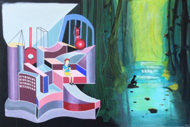 Картина под названием "Artificial vs Natur…" - Bonsanthy, Подлинное произведение искусства, Акрил Установлен на Деревянная р…