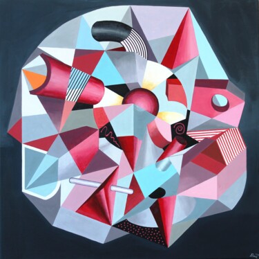 Картина под названием "Geometric Fantasy" - Bonsanthy, Подлинное произведение искусства, Акрил Установлен на Деревянная рама…