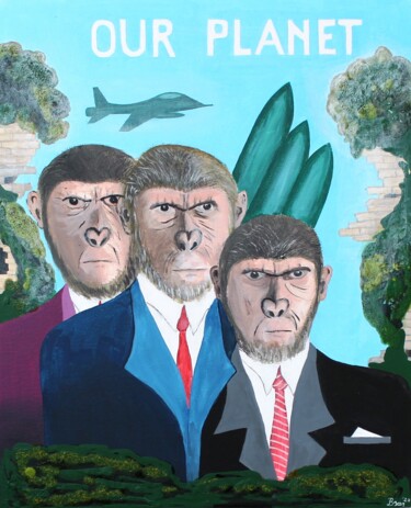 Schilderij getiteld "Our Planet" door Bonsanthy, Origineel Kunstwerk, Acryl Gemonteerd op Karton