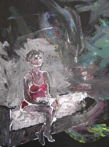 Peinture intitulée "femme assise acryli…" par Thierry Bonte, Œuvre d'art originale