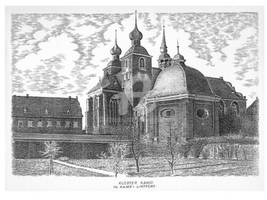 Zeichnungen mit dem Titel "Kloster Kamp (Kamp-…" von Boosartigkeiten Von Hans Boos, Original-Kunstwerk, Tinte