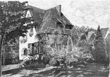 Zeichnungen mit dem Titel "Johannstrasse in Ka…" von Boosartigkeiten Von Hans Boos, Original-Kunstwerk, Tinte