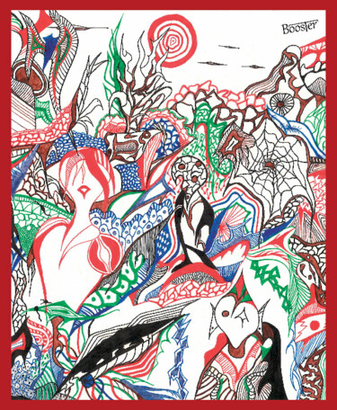 Vacarme 3 Dessin intitulée "Vacarme 3" par Booster, Œuvre d'art originale, Encre Monté sur Châssis