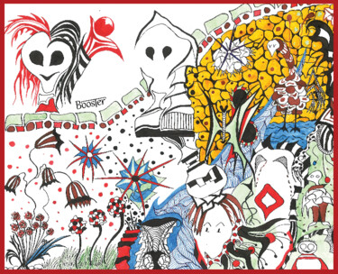 Au revoir Dessin intitulée "Au revoir" par Booster, Œuvre d'art originale, Encre Monté sur Châssis