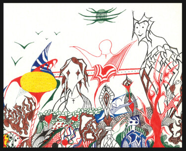 Mélancolie 1 Dessin intitulée "Mélancolie 1" par Booster, Œuvre d'art originale, Encre Monté sur Châssis