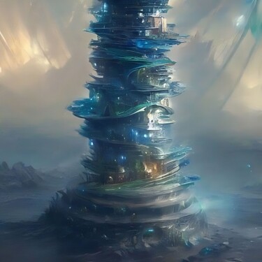 Digital Arts titled "Spiral City" by Boris Tetiushin, Original Artwork, Digital Painting