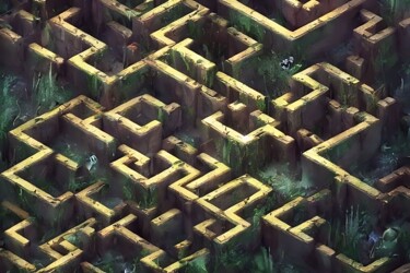 Digital Arts titled "forgotten maze" by Boris Tetiushin, Original Artwork, Digital Painting