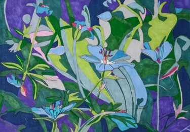 Dessin intitulée "Champ de fleur colo…" par Sandrine Borgniet, Œuvre d'art originale, Marqueur