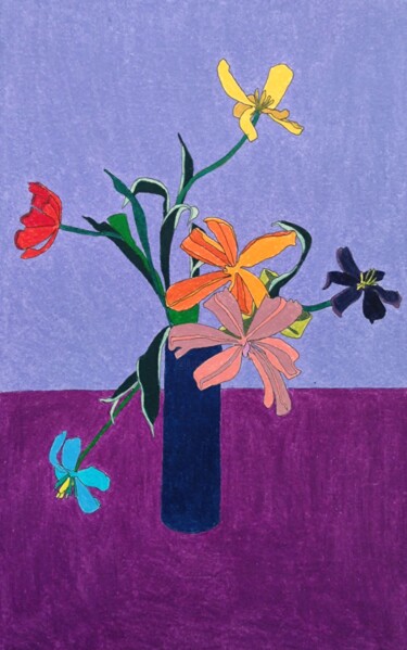Dibujo titulada "Bouquet n°5" por Sandrine Borgniet, Obra de arte original, Lápiz