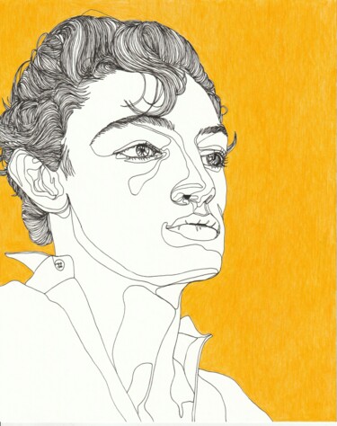 Zeichnungen mit dem Titel "Portrait d'homme ja…" von Sandrine Borgniet, Original-Kunstwerk, Marker