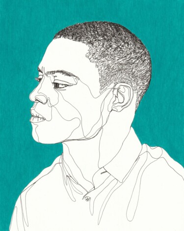 Dibujo titulada "Portrait d'homme tu…" por Sandrine Borgniet, Obra de arte original, Rotulador