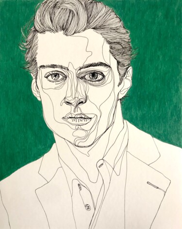 Dibujo titulada "Portrait d'homme ve…" por Sandrine Borgniet, Obra de arte original, Rotulador