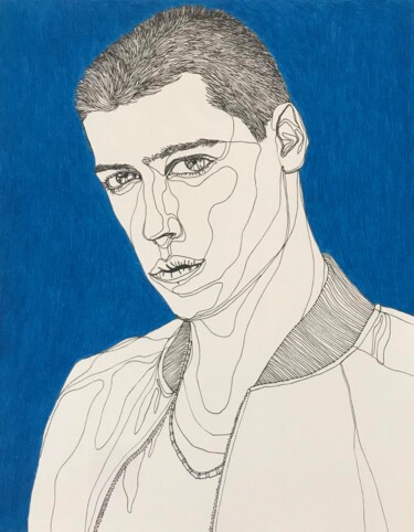 Σχέδιο με τίτλο "Portrait de Miguel…" από Sandrine Borgniet, Αυθεντικά έργα τέχνης, Μαρκαδόρος
