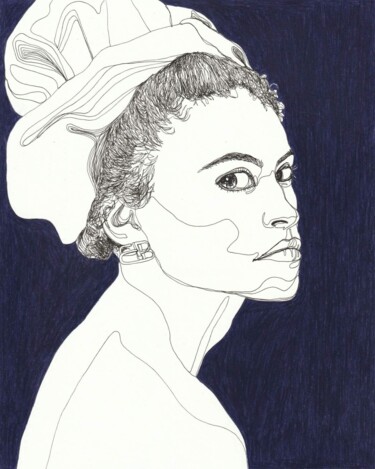 Tekening getiteld "Portrait de femme i…" door Sandrine Borgniet, Origineel Kunstwerk, Marker