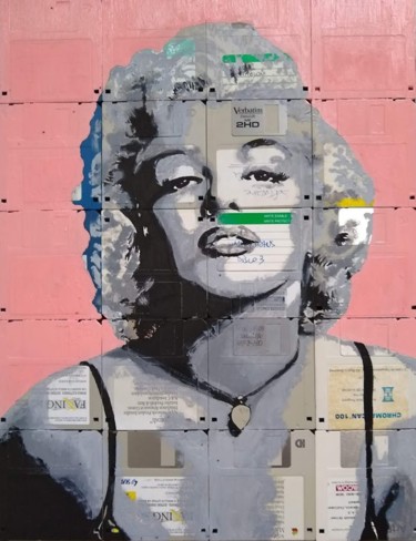 Malerei mit dem Titel "Marilyn" von Boriani 2.0, Original-Kunstwerk, Öl Auf Holzplatte montiert