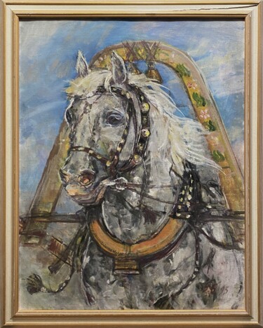 Pittura intitolato "Tête de cheval" da Boris Beltukov, Opera d'arte originale, Olio Montato su Telaio per barella in legno