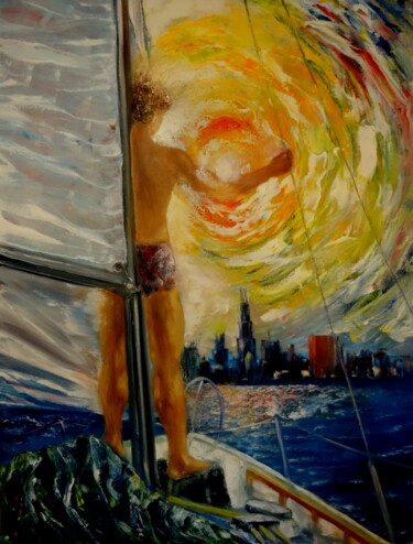 Painting titled "Back to Chicago" by Boris Deriy (Border), Original Artwork, Oil