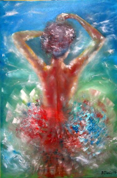 Painting titled "Dancing in Turquois…" by Boris Deriy (Border), Original Artwork, Oil