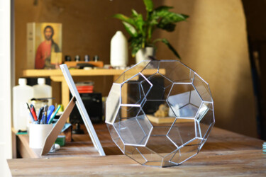 Skulptur mit dem Titel "icosaèdre tronqué" von Boris Devouassoud (ArtiZiom), Original-Kunstwerk, Glas