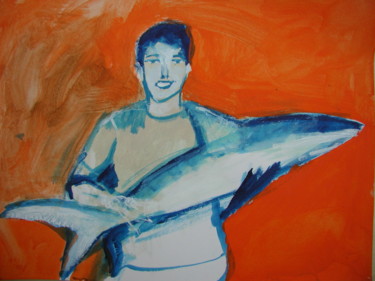 Painting titled "alex-and-the-shark.…" by Boris Kawliche, Original Artwork