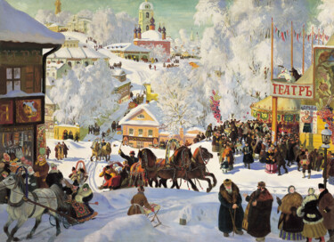 Pintura intitulada "Maslenitsa" por Boris Koustodiev, Obras de arte originais, Óleo