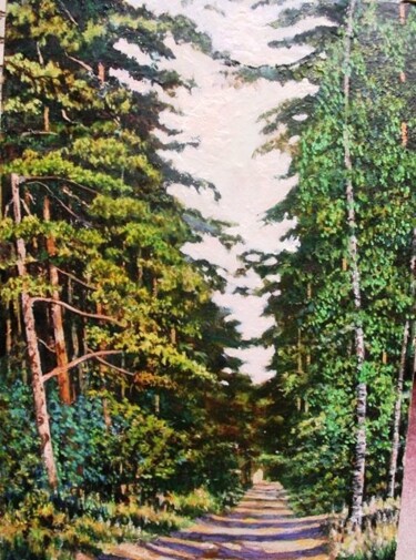 Картина под названием "A country road" - Boris Mandrykin, Подлинное произведение искусства, Масло