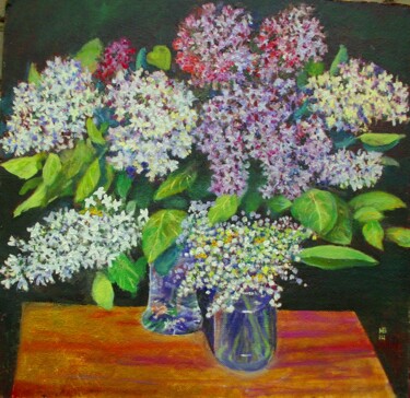Картина под названием "A lilac" - Boris Mandrykin, Подлинное произведение искусства, Масло