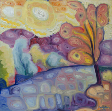 Malarstwo zatytułowany „Sunrise” autorstwa Boris Subotic, Oryginalna praca, Olej Zamontowany na Drewniana rama noszy