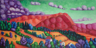 Painting titled "Mount Ozren" by Boris Subotic, Original Artwork, Oil Mounted on Wood Stretcher frame