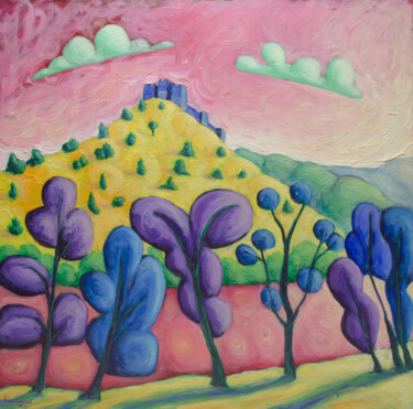 Painting titled "Ibar Valley" by Boris Subotic, Original Artwork, Oil Mounted on Wood Stretcher frame