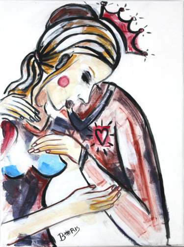 Malerei mit dem Titel "Les amoureux #2" von Boris Akielaszek, Original-Kunstwerk