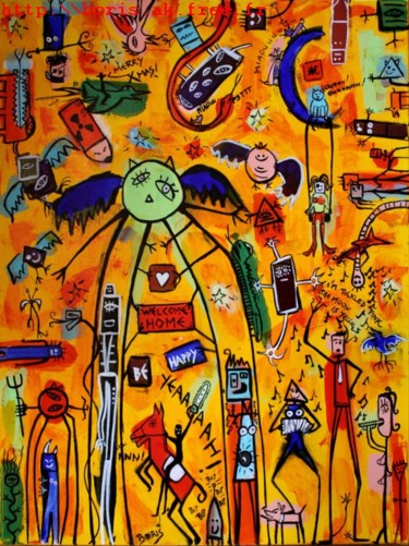 Malerei mit dem Titel "happyfunkyparty.jpg" von Boris Akielaszek, Original-Kunstwerk