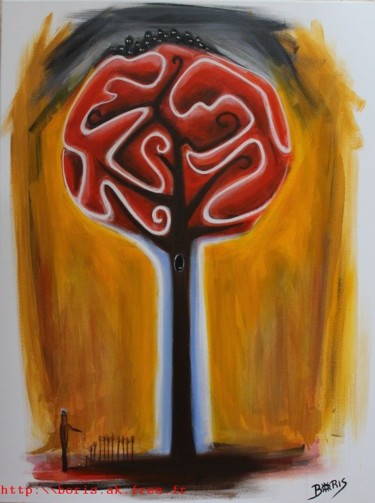 Painting titled "l-arbre-rougefb.jpg" by Boris Akielaszek, Original Artwork