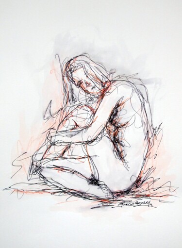 Рисунок под названием "c'est elle" - Boris Barbey, Подлинное произведение искусства, Чернила