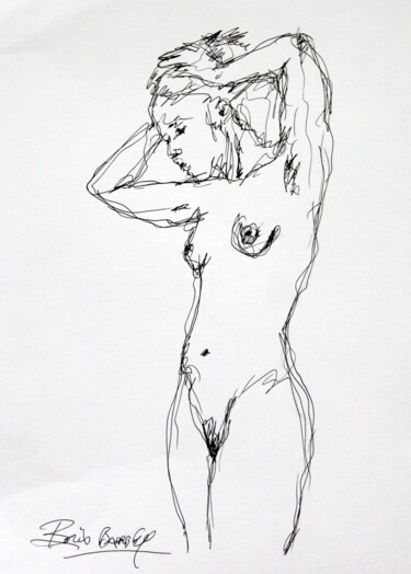 Рисунок под названием "L'Africaine" - Boris Barbey, Подлинное произведение искусства, Шариковая ручка