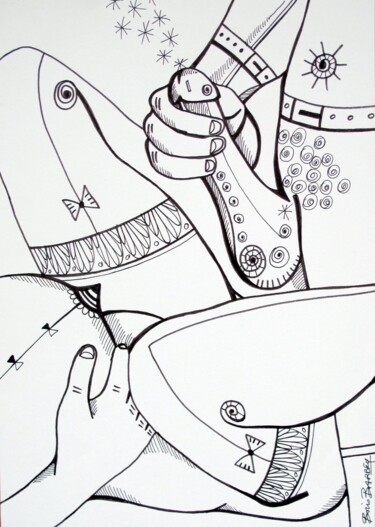 Dessin intitulée "Ejaculation d'étoil…" par Boris Barbey, Œuvre d'art originale, Encre